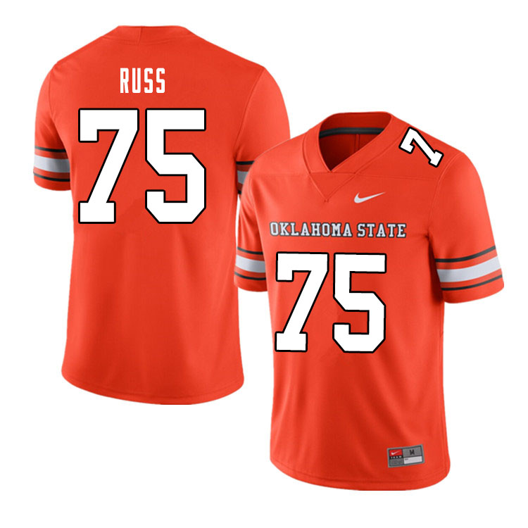 Men #75 Eli Russ Oklahoma State Cowboys College Football Jerseys Sale-Alternate Orange